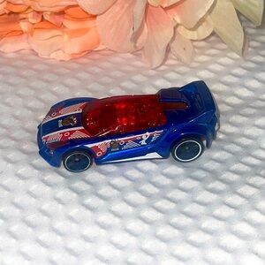2016 HOT WHEELS QUICK N SIK BLUE 1:64 DIECAST 2 3/4"  CAR W RED & WHITE.